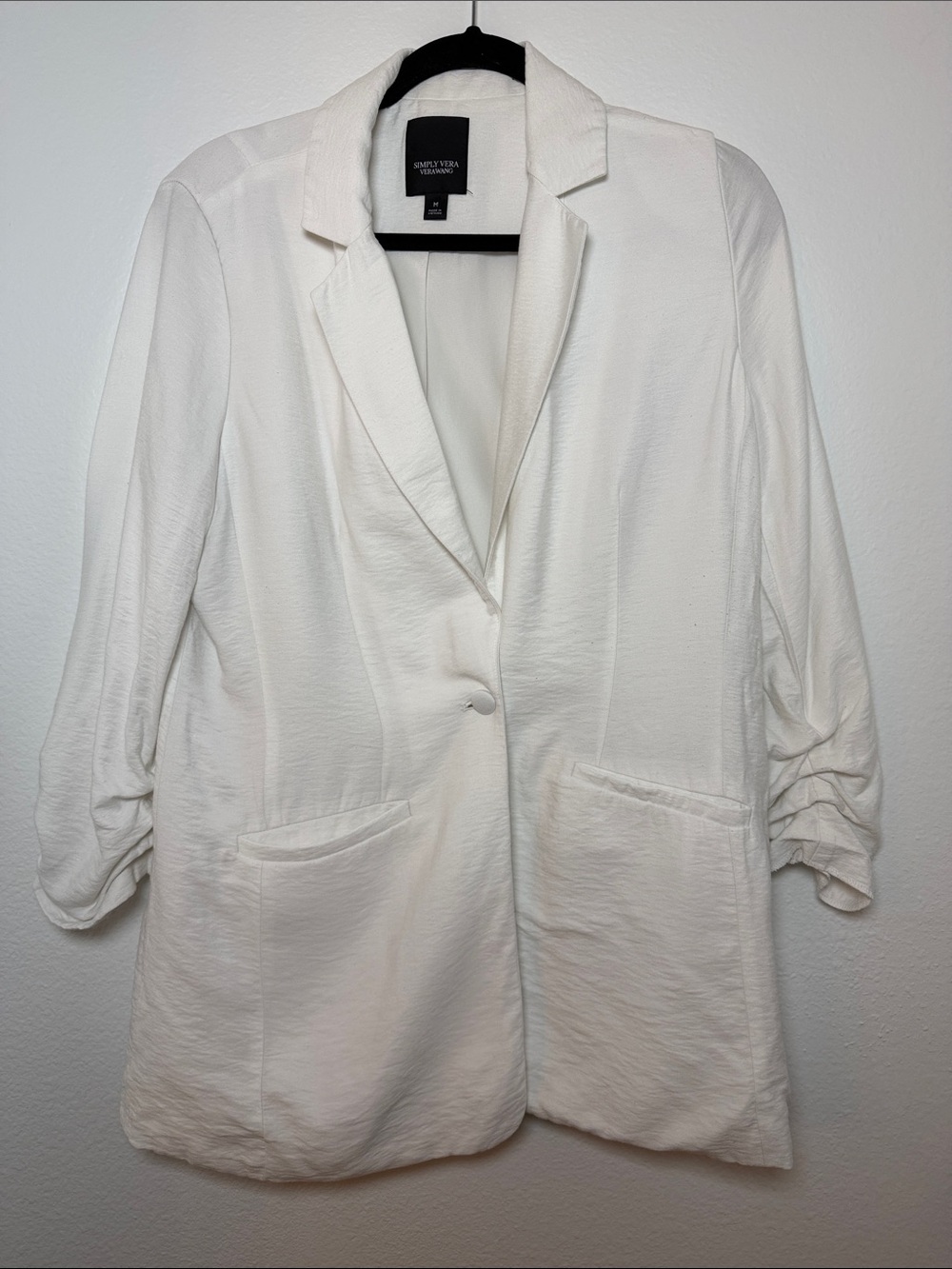 Vera Wang Ivory Open Front Textured Blazer